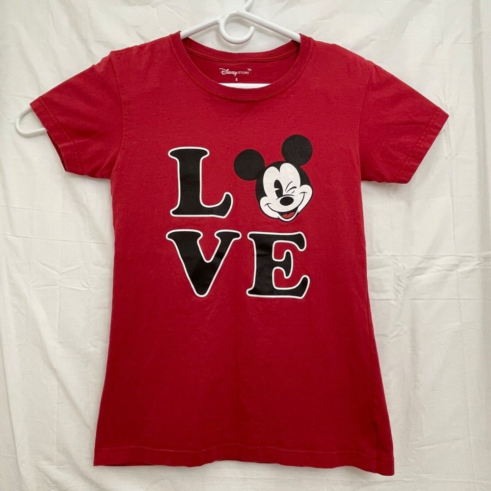 Disney Store LOVE Mickey Mouse Tee Women S Red